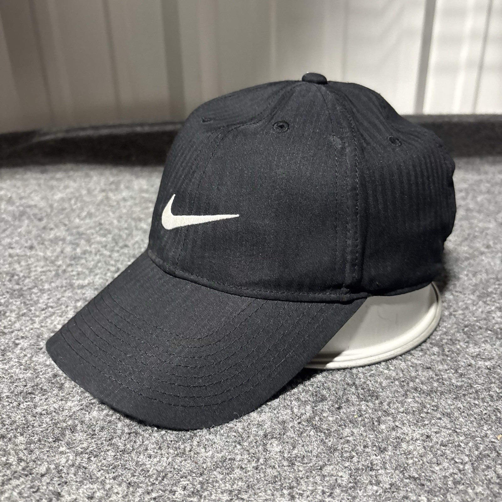 Nike Baseball Hat Cap Adult One Size Black Adjustable Polyester Swoosh Legacy91*