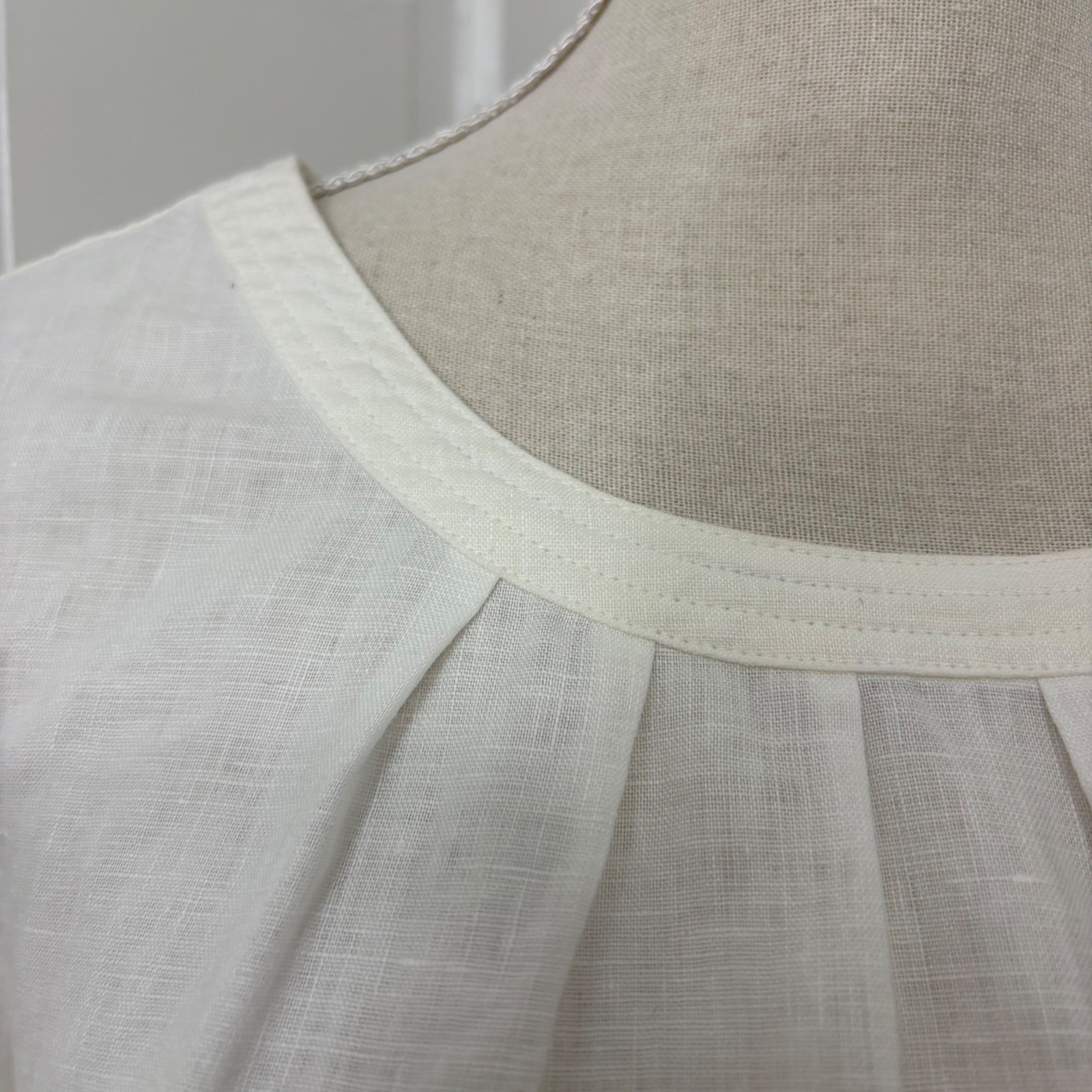 J.Crew 100% Linen Blouse S White Coastal Chic Top Capsule Minimalist Classic