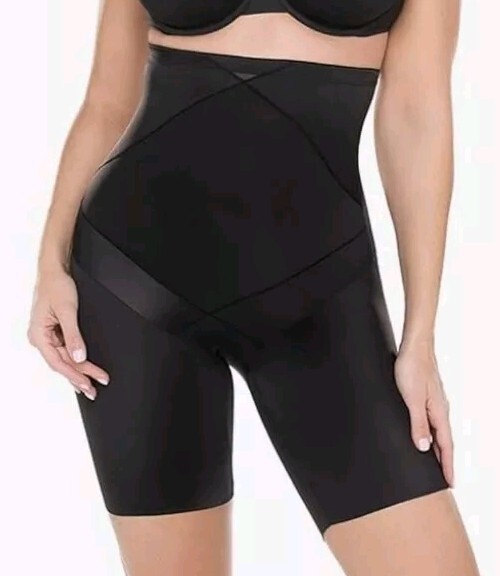Miracle Brands Extra Firm Control Tummy Tuck Hi Waist Thigh Slimmer In Black! S