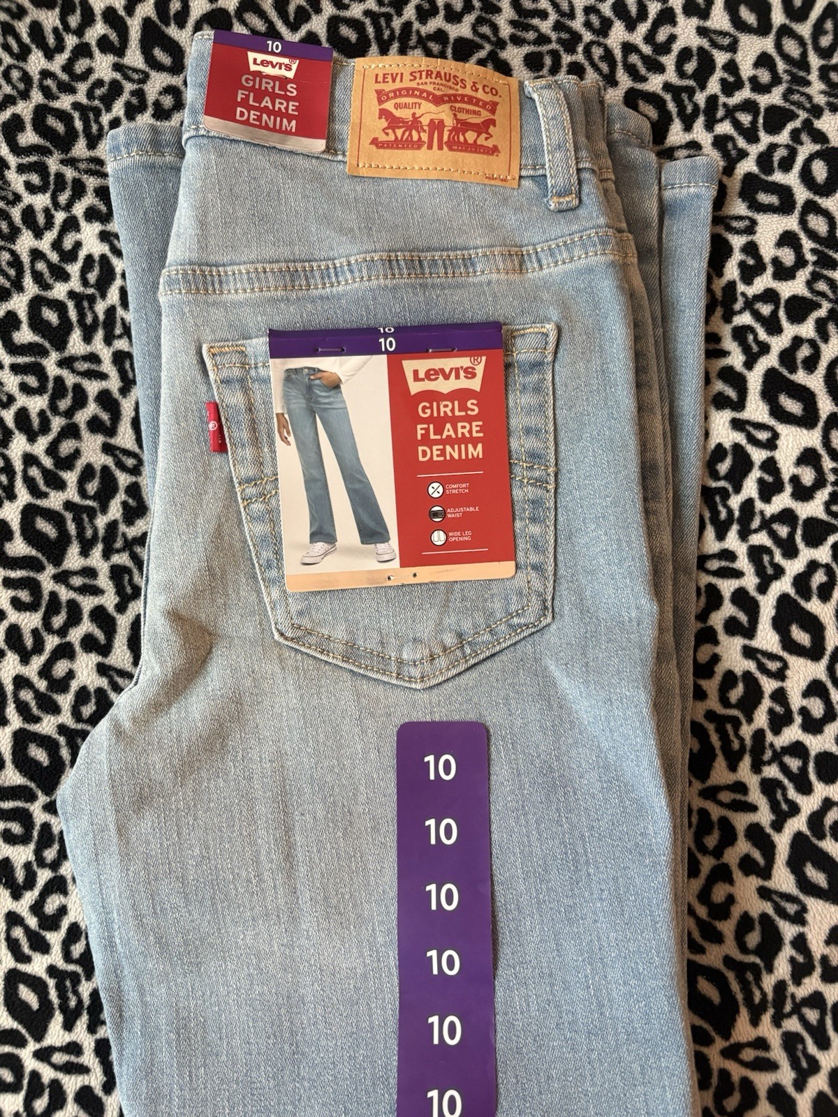 Levi’s 726 Flare Girls Denim Jeans Light Wash Size 10 Adjustable Waist Stretch
