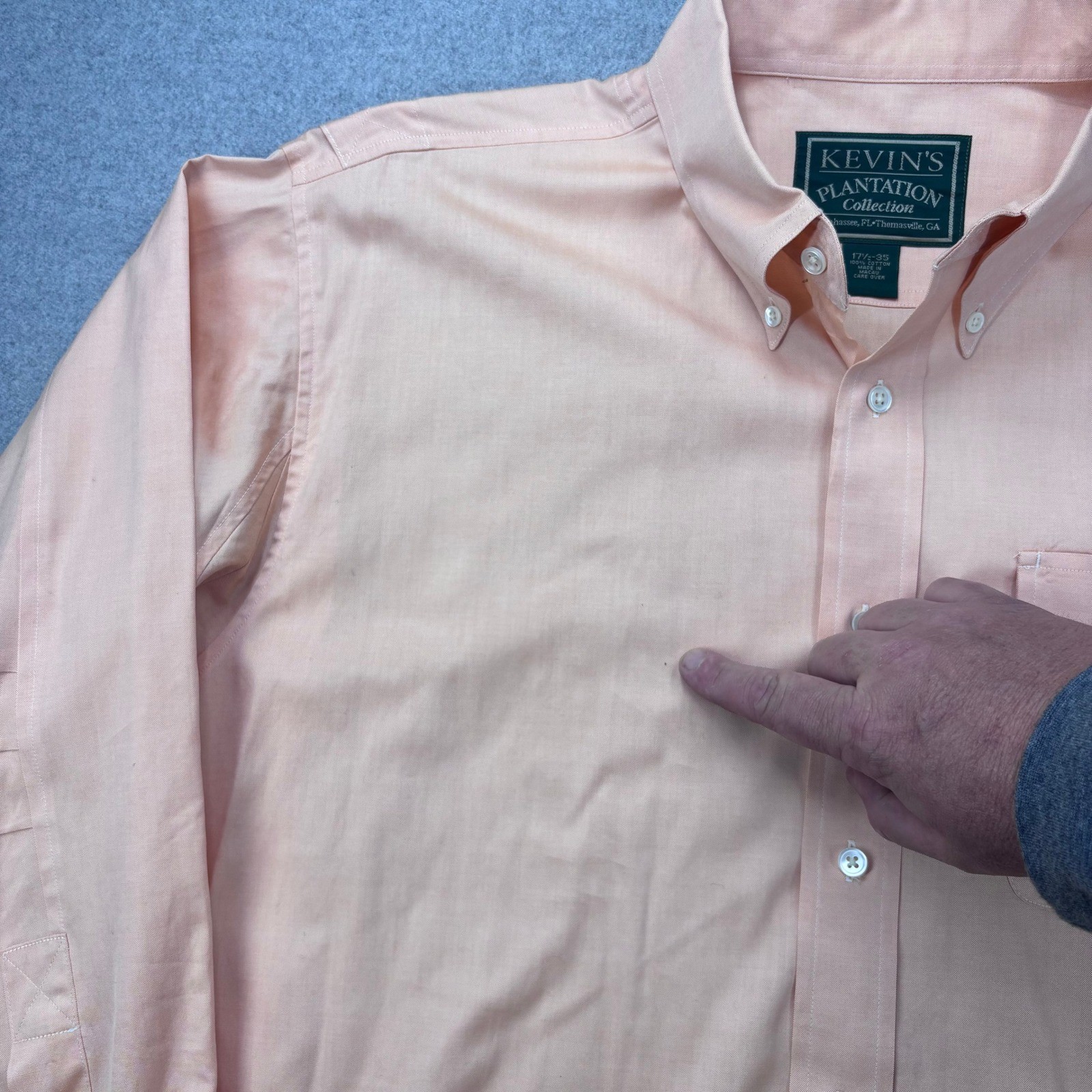Kevin’s Plantation Collection Shirt Men 17.5-35 (XXL) Pink Bellow Bi-Swing FLAW