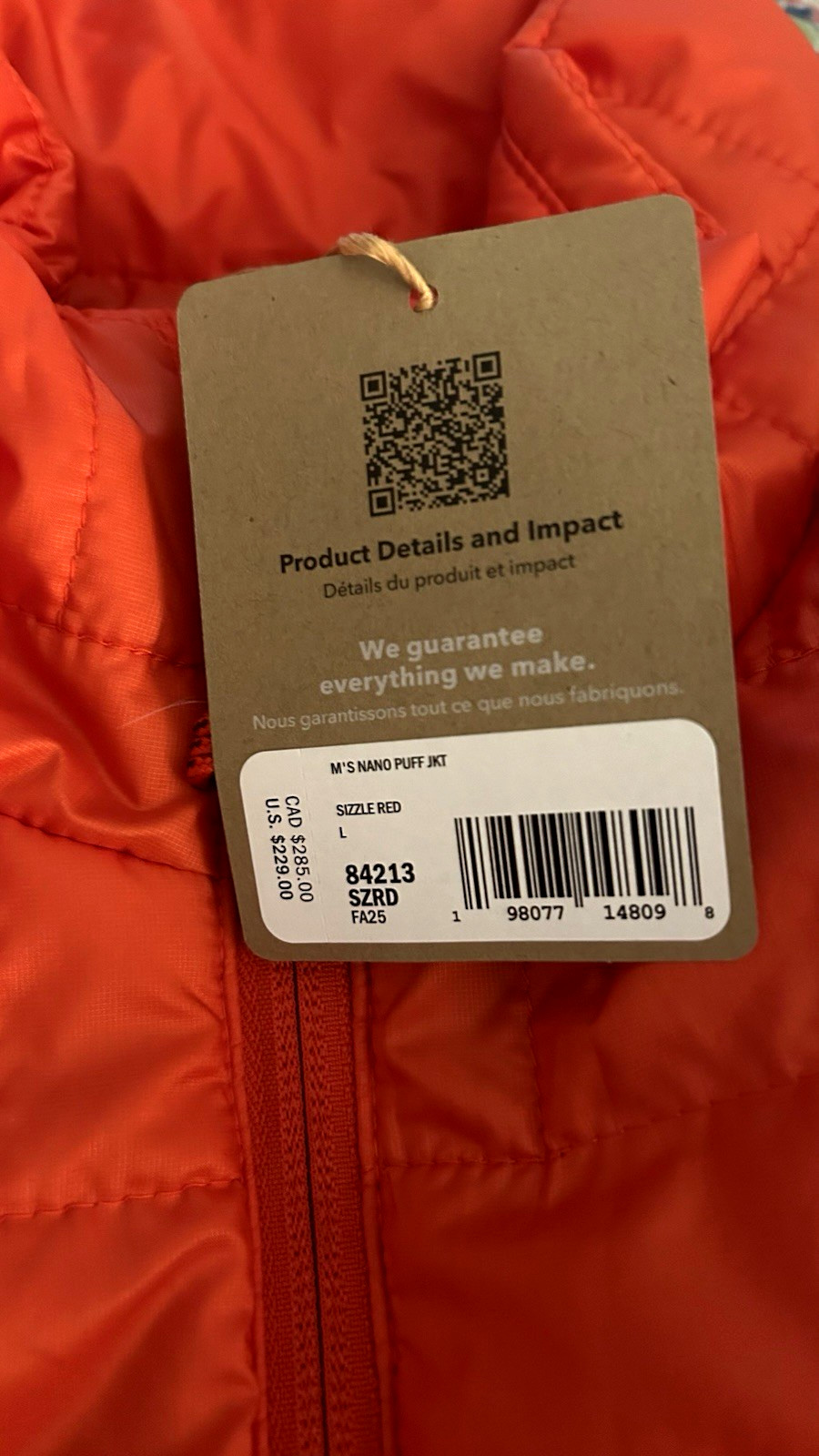 Patagonia Men’s Nano Puff Jacket Style # 84213 In Sizzle Red Size L NWT $229