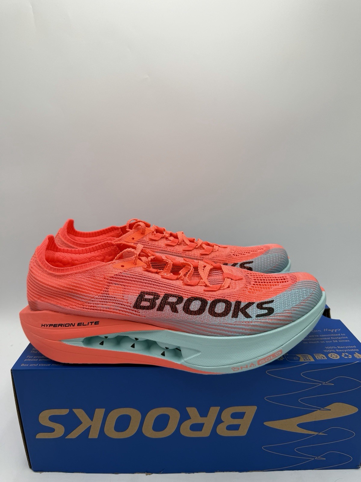 Brooks Hyperion Elite 5 Pink Clay/Atomizer Blue Running Shoe NWB No Lid Size 12