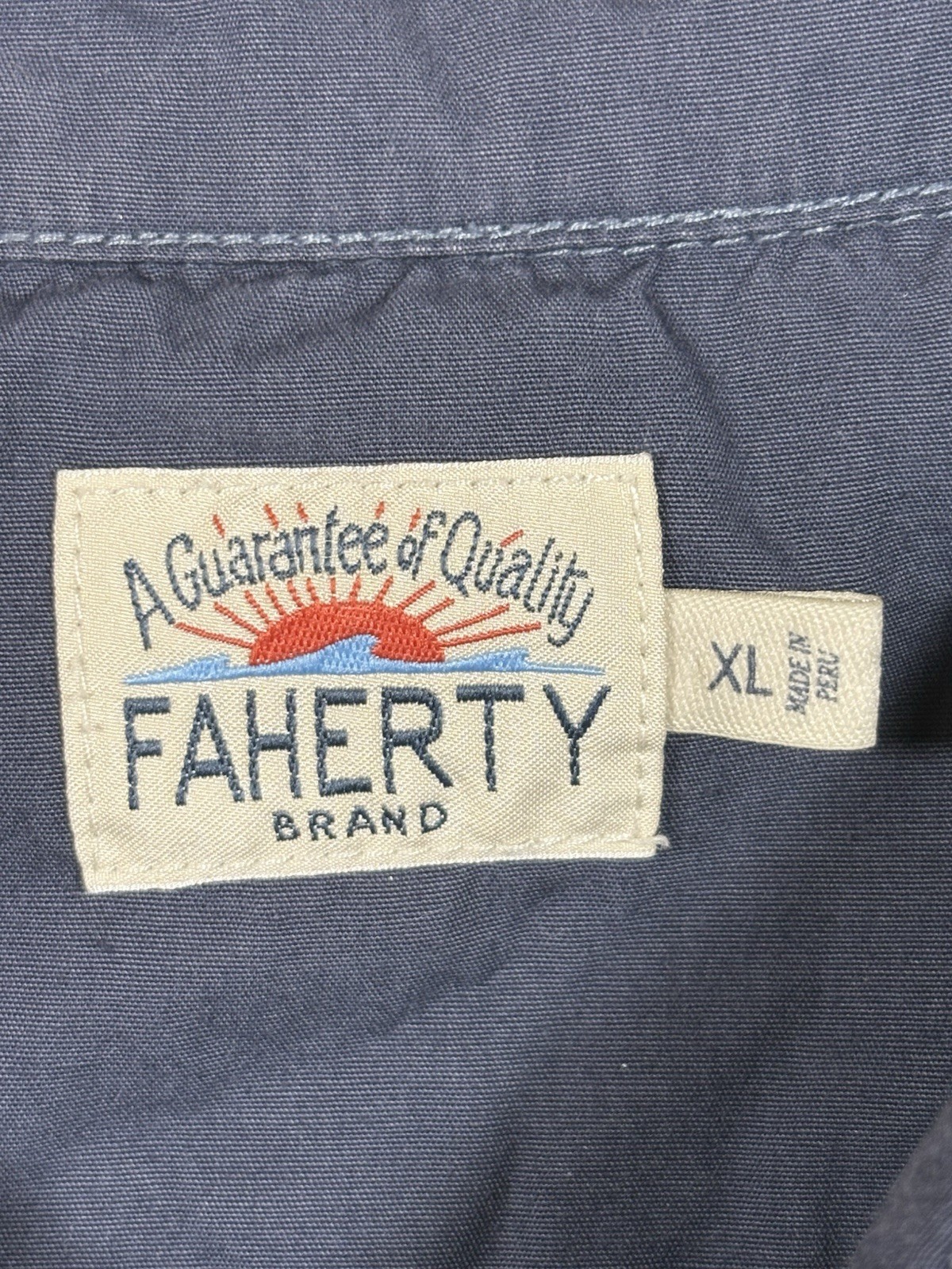 Faherty Brand Men’s Blue Heather Polo Shirt XL Made in Peru 100% Cotton