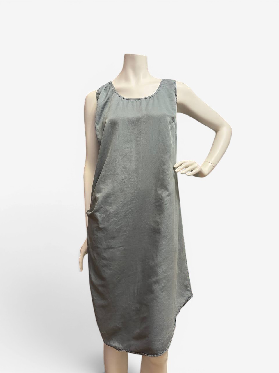 MM6 Margiela Cotton Silk Satin Midi Dress Sleeveless Gray IT 46 Made Italy