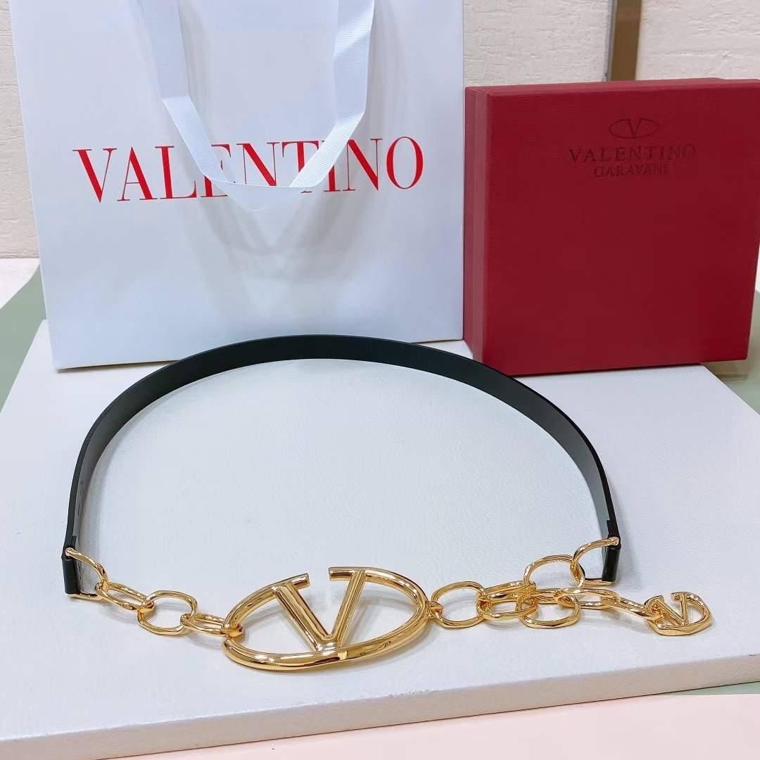 Valentino belt women Gold plated Logo accent