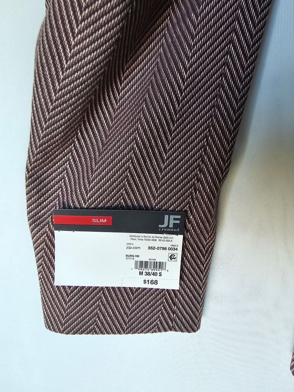 JF J.Ferrar Burgundy Herringbone Slim Fit Blazer Blazer Jacket – Size M (38/40S)