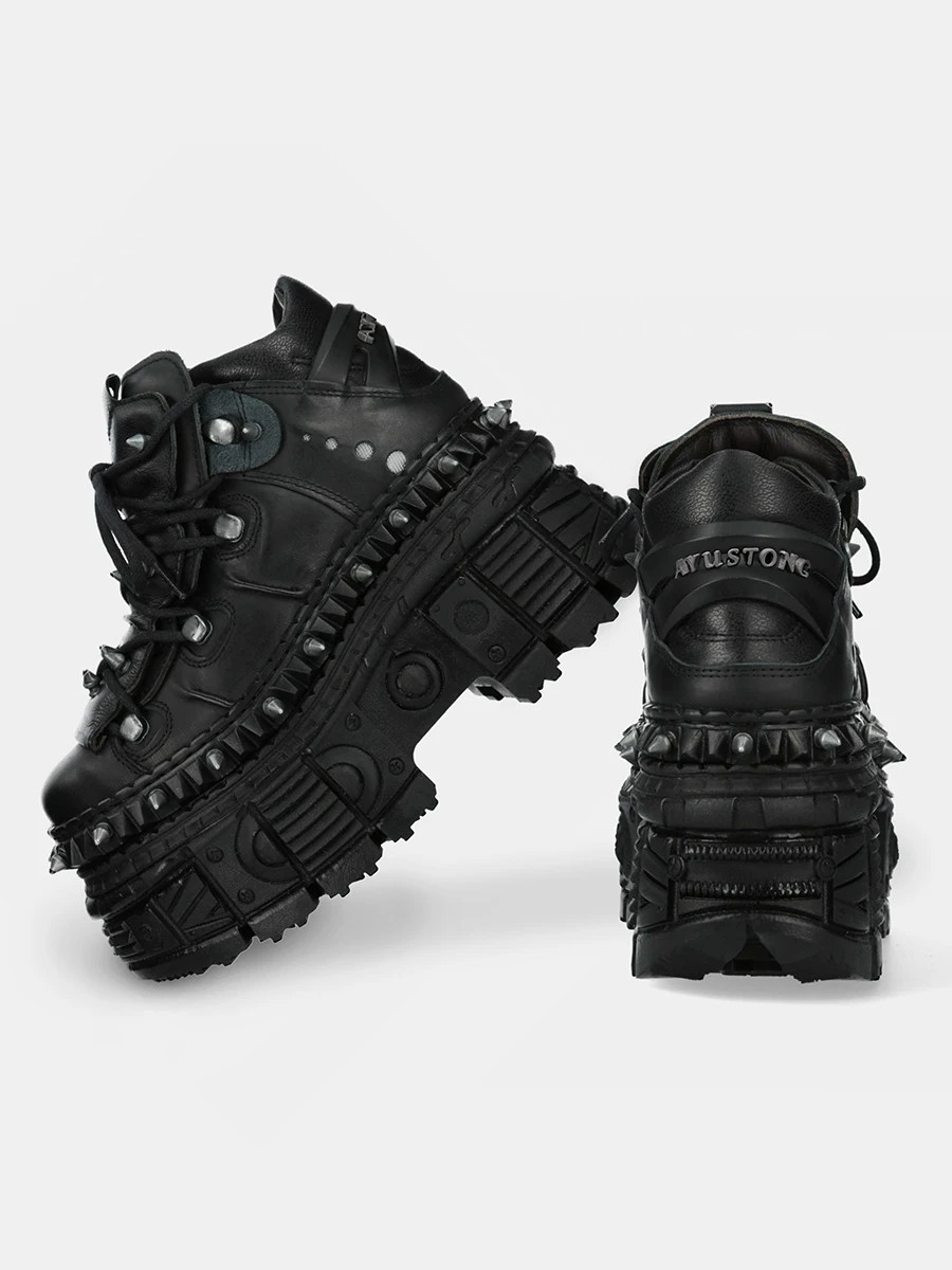 Punk Style Men’s Couple Heel Height Platform Shoes Gothic Ankle Rock Boots Black