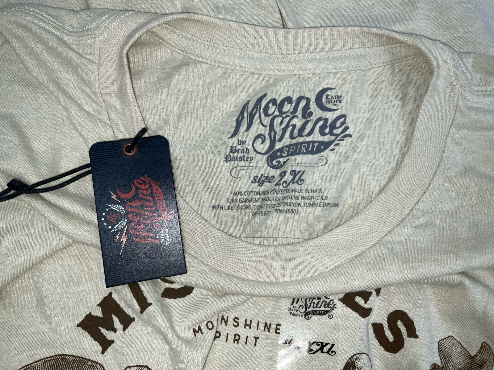 NWT Men Brad Paisley Moon Shine Spirit Mistakes To Be Made Rodeo T-shirt Tan XXL