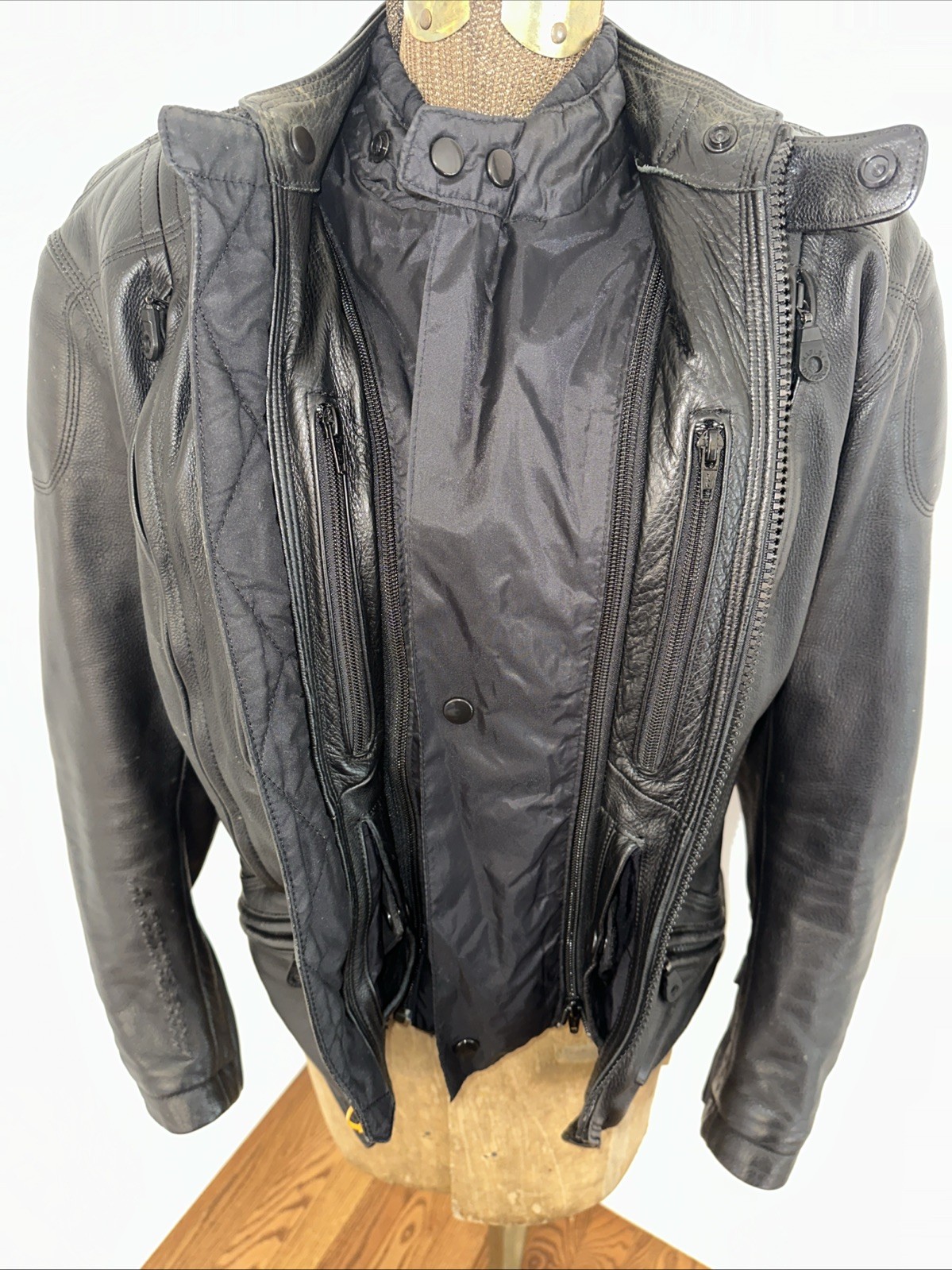 Harley Davidson FXRG Series 1 Black Leather Motorcycle Riding Jacket Size S