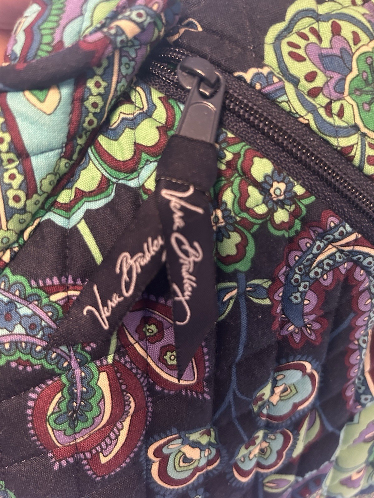 Vera Bradley Floral Medium Shoulder Bag Zip Lined Inner Pockets w/ Charm