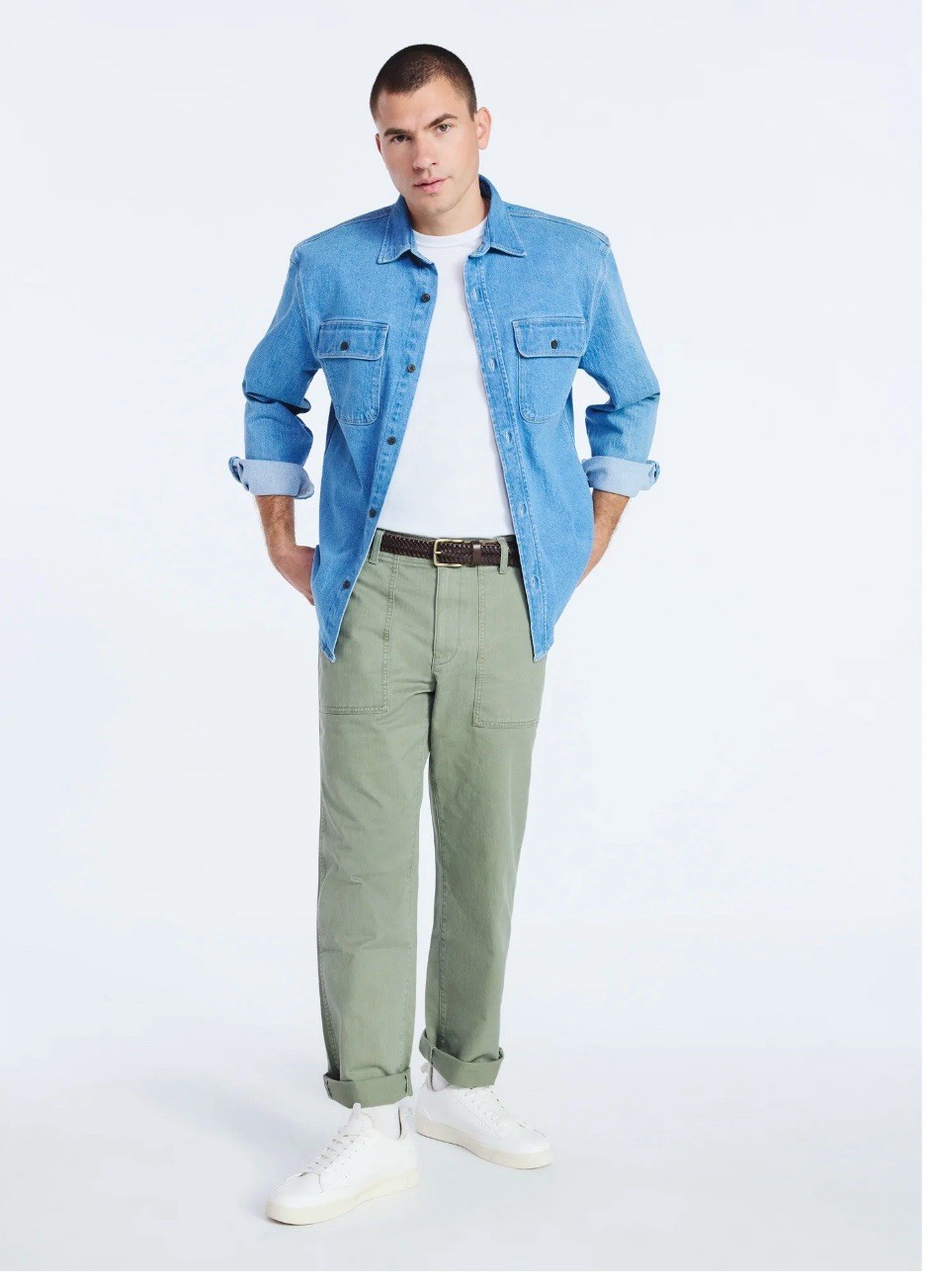 Free Assembly Men’s HeavyweightDenim Overshirt with Long Sleeves, Size XL