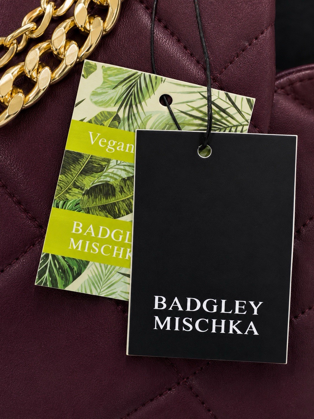 Badgley Mischka Plum Quilted Crossbody Bag Gold Chain