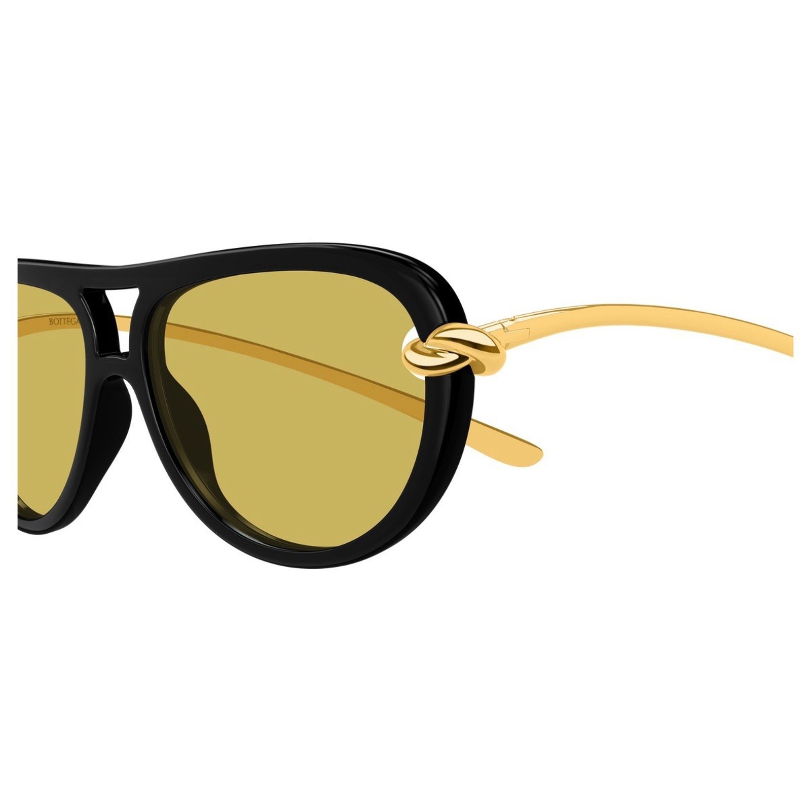 BOTTEGA VENETA BV1418S 001 Gold Black Unisex KNOT Pilot Sunglasses AUTHENTIC