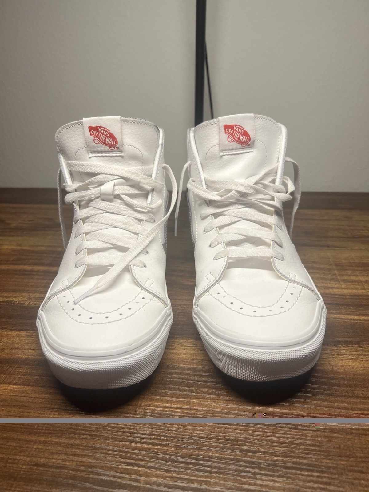VANS Sk8/Hi Custom Leather White & Grey High Top Sneakers Men’s 9.5