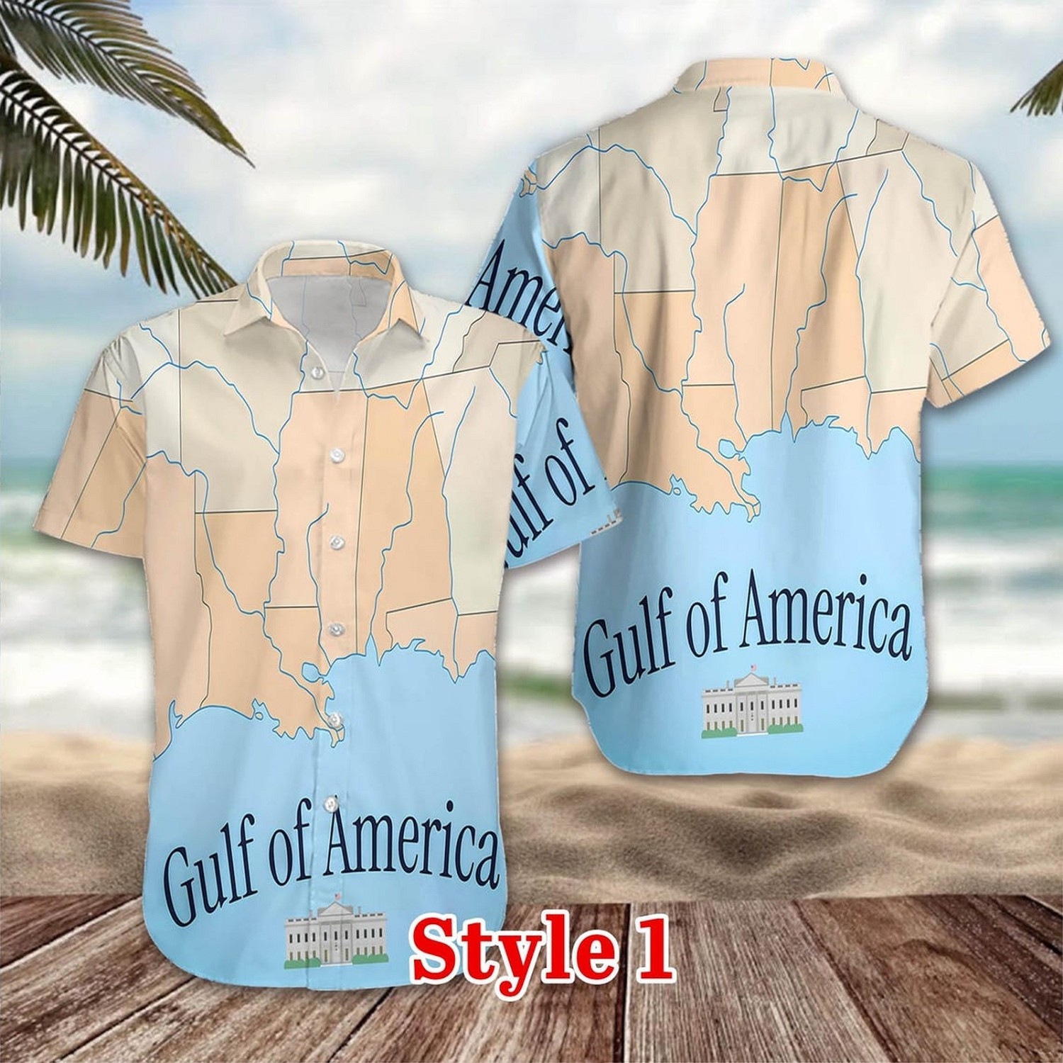 Funny Trump Gulf of America Hawaiian Shirt MAGA Patriot Floral Beach Button Down