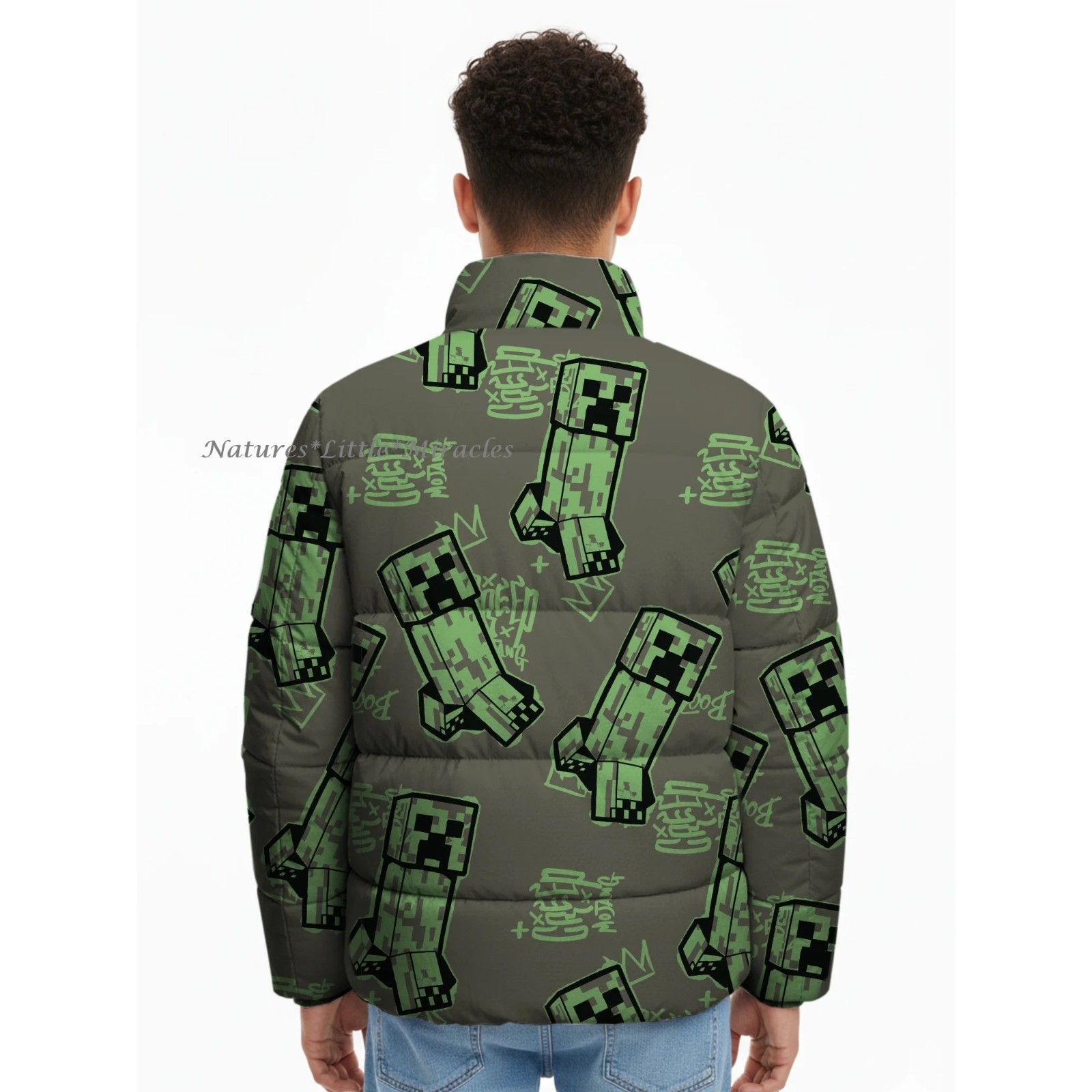 Minecraft Boys Puffer Jacket Winter Coat Size 4 5 6 7 8 10 12 14 16 18 L XL Kids