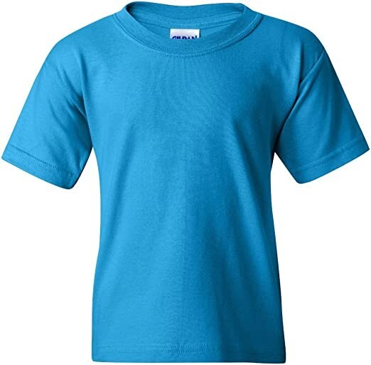 NEW Youth M Sapphire Blue Gildan Heavy Cotton 100% Cotton T-shirt G500B 5000B