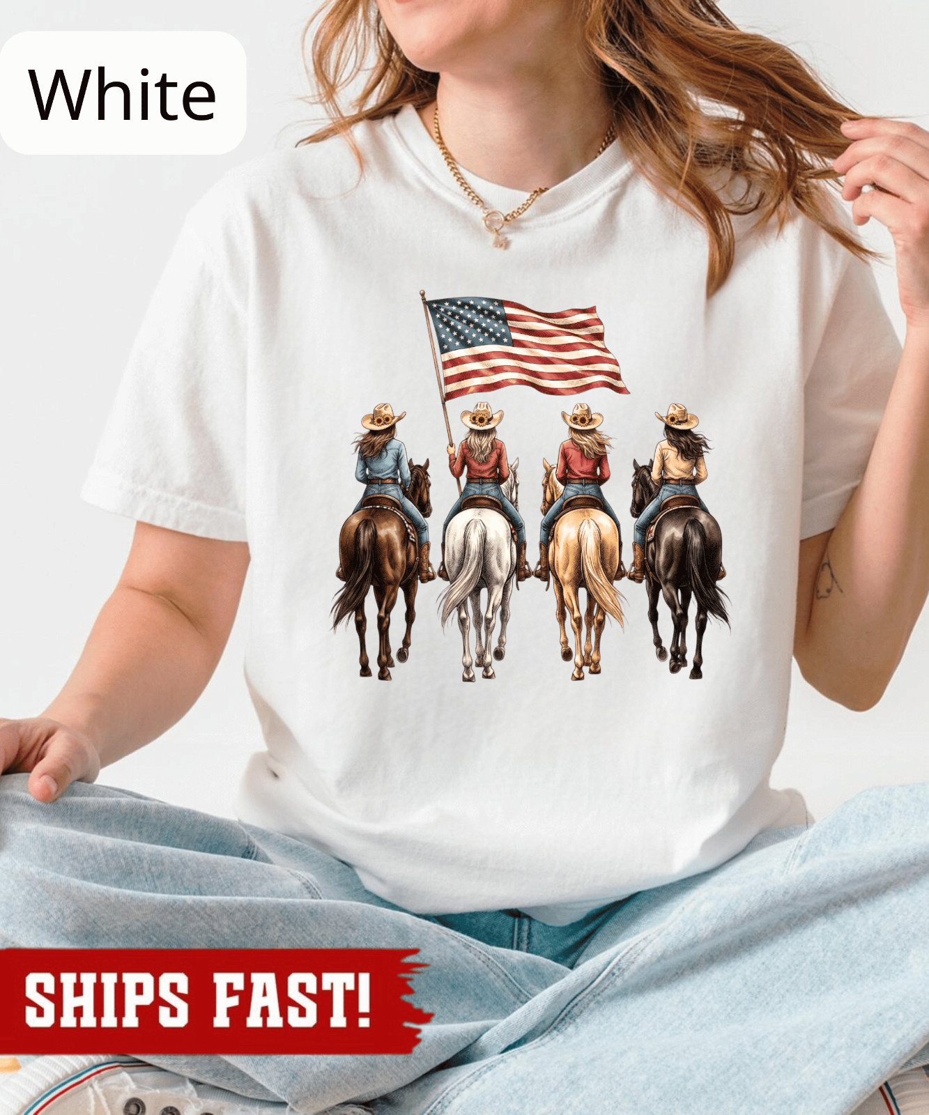 Patriotic Cowgirls Shirt, Horse Riding Tee, Country Girl Gift, 250th Anniversary