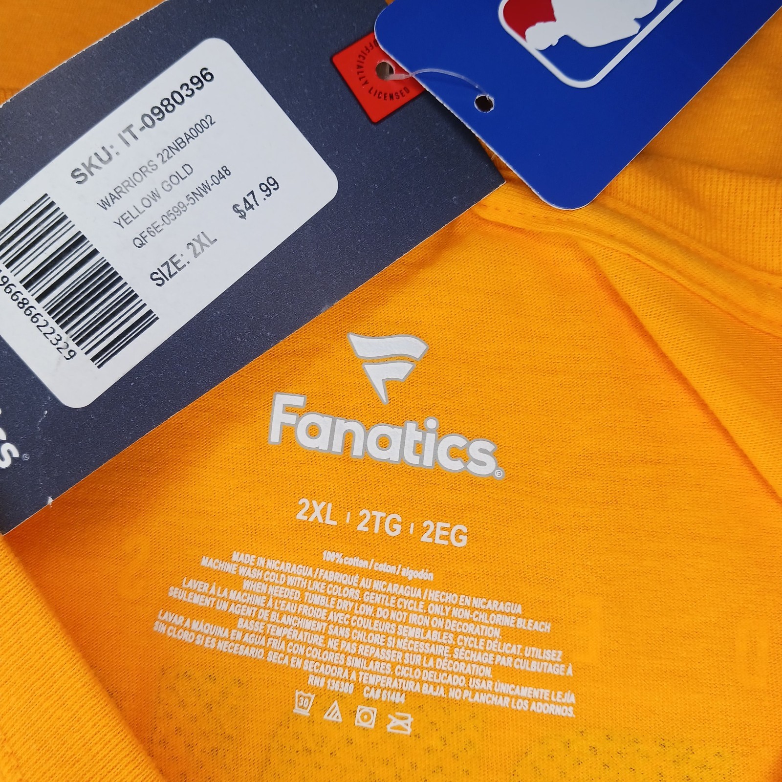 Fanatics Golden State Warriors Playoffs Mens XXL Yellow T Shirt Short Sleeve NBA