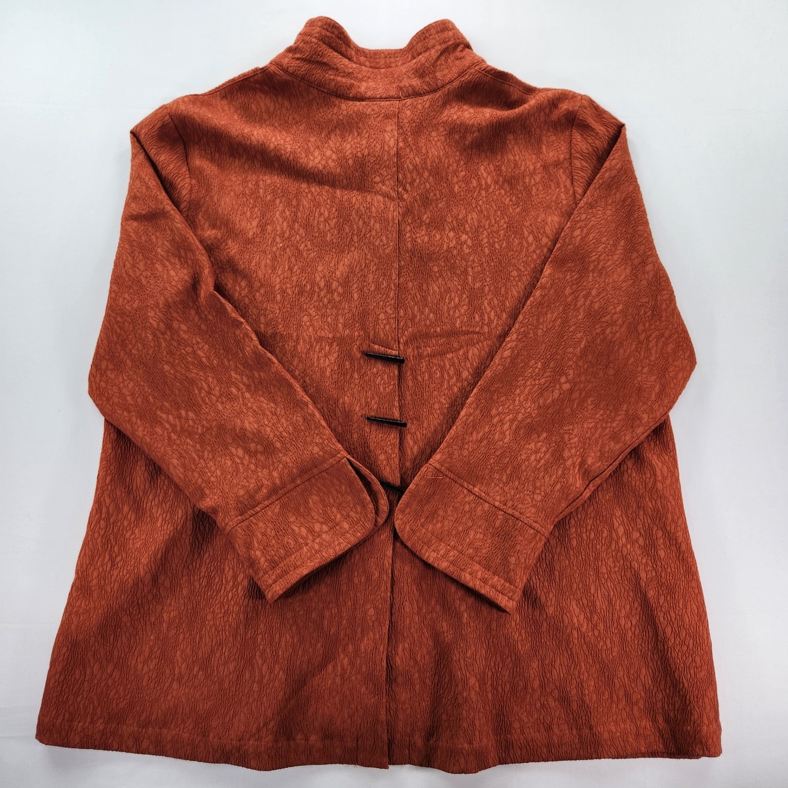 Used Excellent Ali Miles Rust Textured Jacket XL Toggle Button Boho Chic