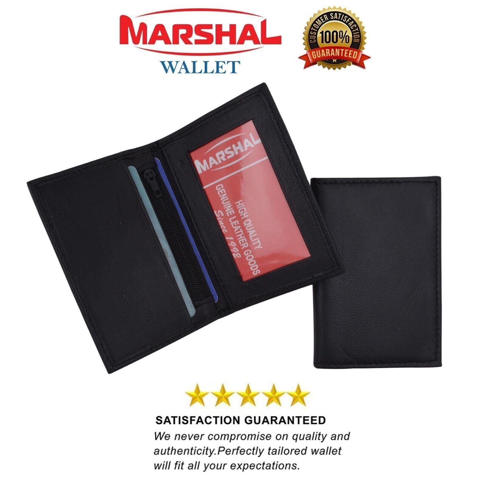 Slim Thin Mens Genuine Leather Bifold ID Wallet Credit Card Holder Black License