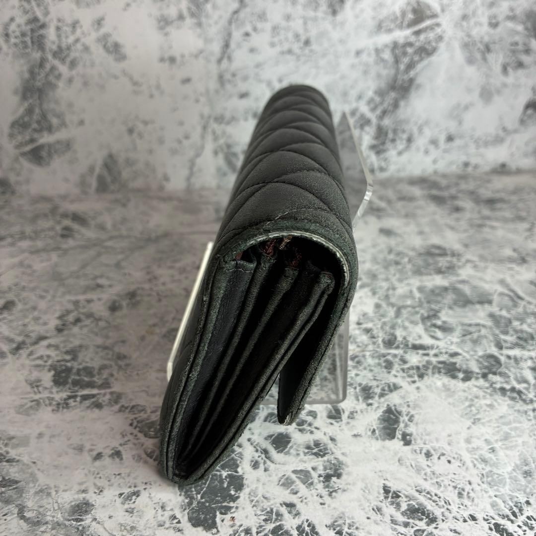 CHANEL Chanel Long Wallet Flap Lambskin Matelass Black