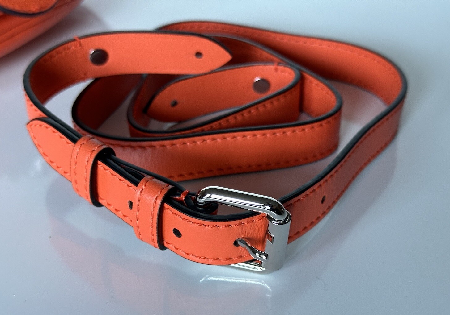 NWT $1925 Versace Silver Medusa Head Calf Leather Small Orange Hobo Bag 1007680