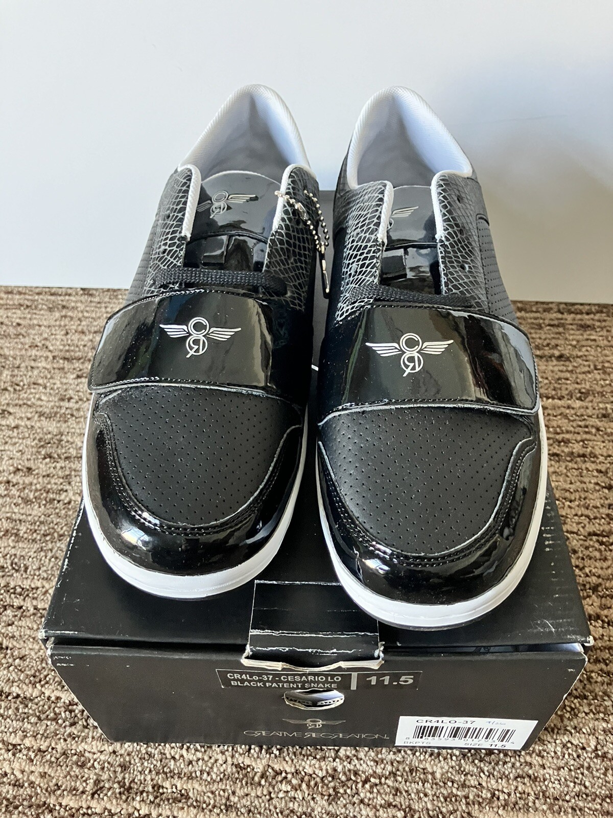 Creative Recreation Cesario Lo Black Patent Snake Sz 11.5 CR4LO-37 New