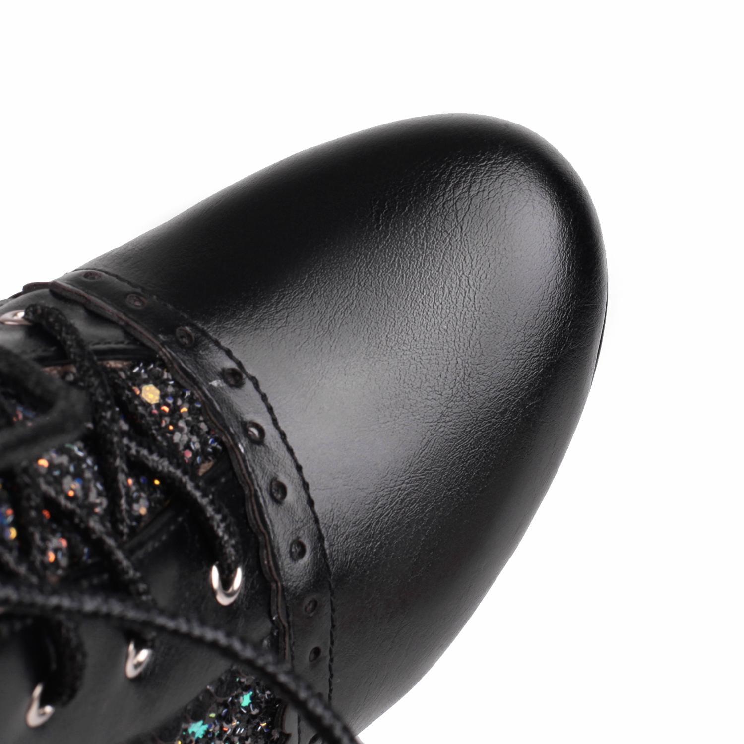 Ankle Boots High Heel Glitter Sequin Shiny Leather Platform Women’s Shoes Stage