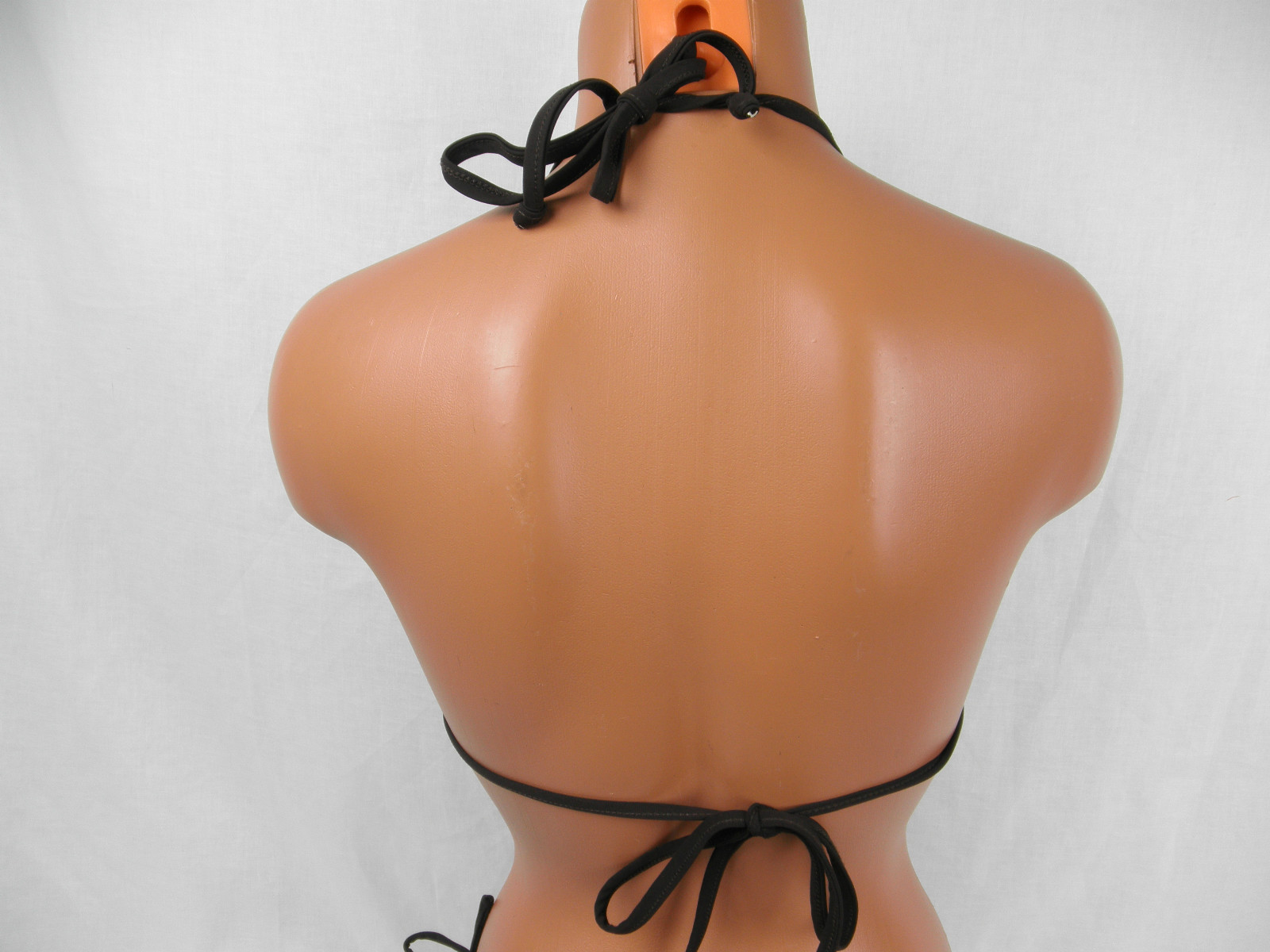 Sauvage Brown Ruffle Polka Dot String Bikini Top Small #4347L