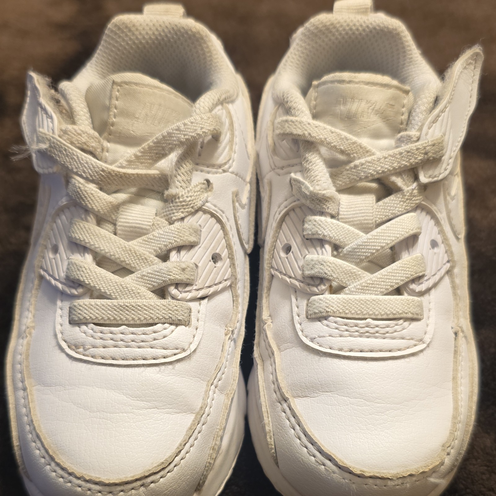 Nike Air Max White Leather Lace-Up Sneakers Unisex Kids US 8C HF6357-102