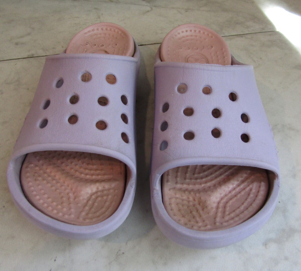 Crocs Baya Slide Slip On Lilac/Pink Clog Shoes Children’s Size 12-13