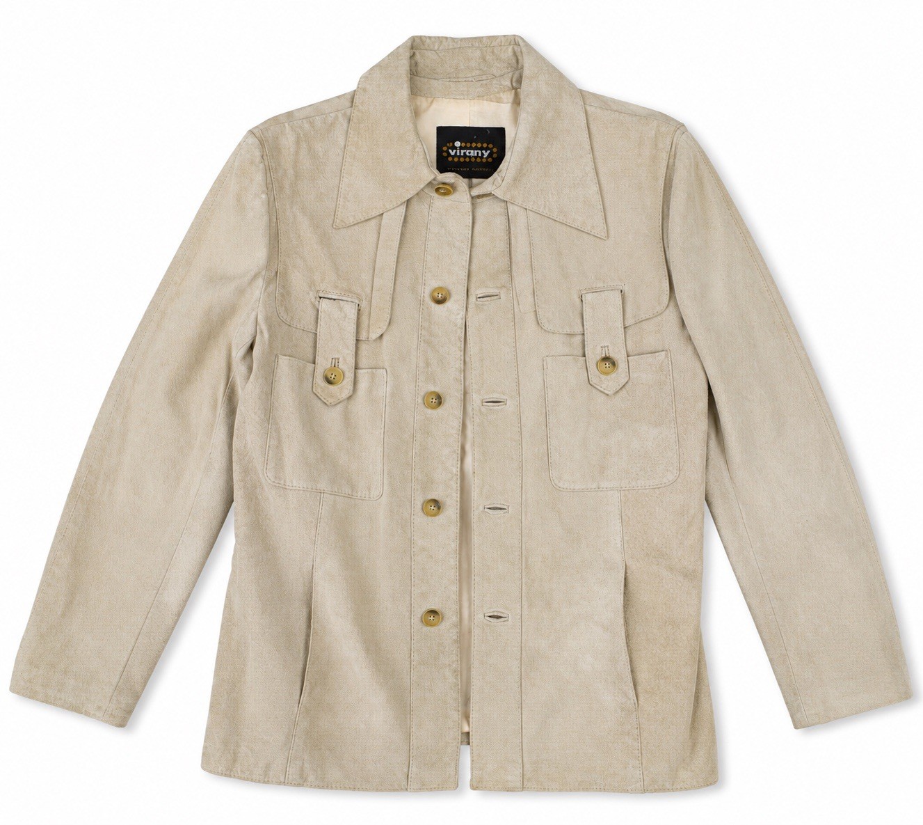 Vintage Virany Hungary Genuine Suede Leather Safari Jacket Men’s L Beige