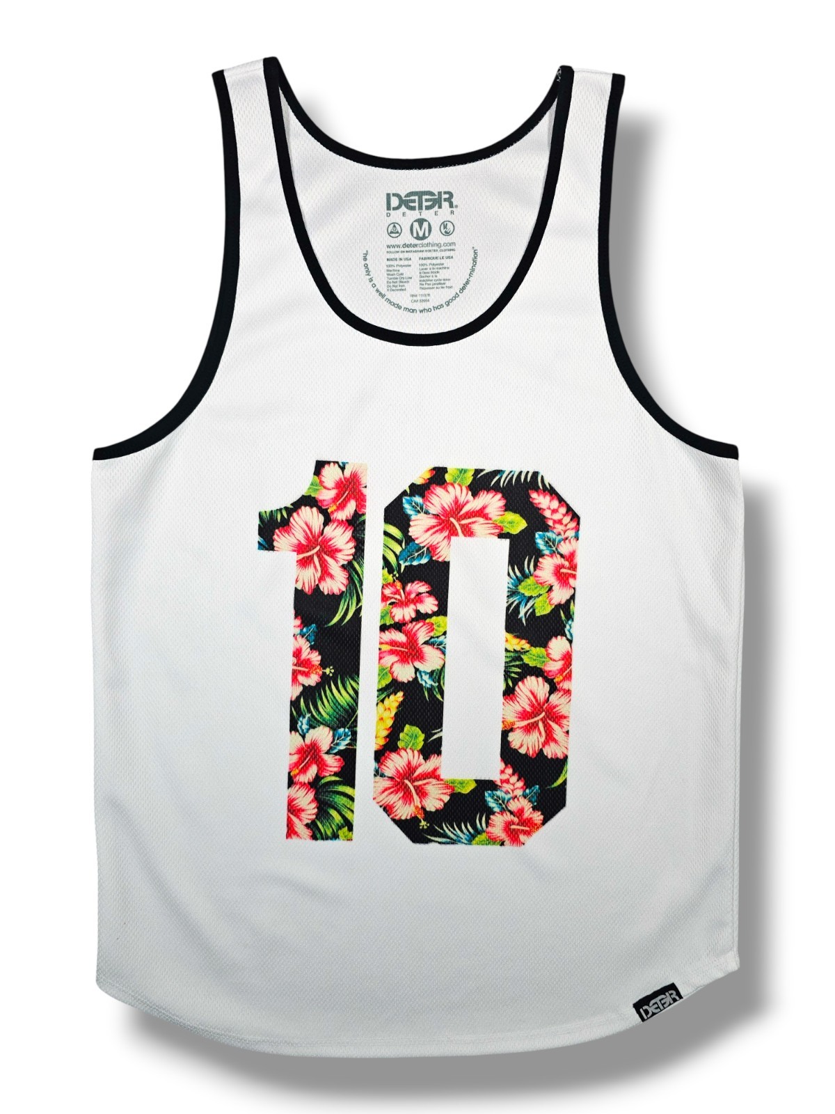 White Floral Varsity Mesh Tank Top Modern Casual Summer Streetwear Y2K Medium