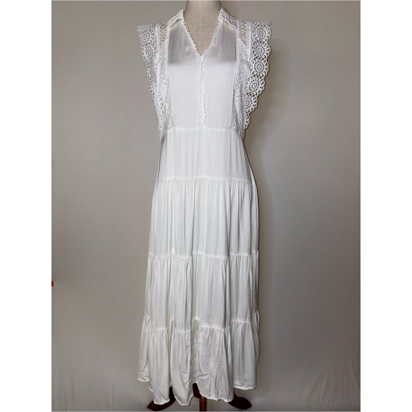 Sandro Paris Maxime Lace-Trim Maxi Dress Size FR 40/ US 8