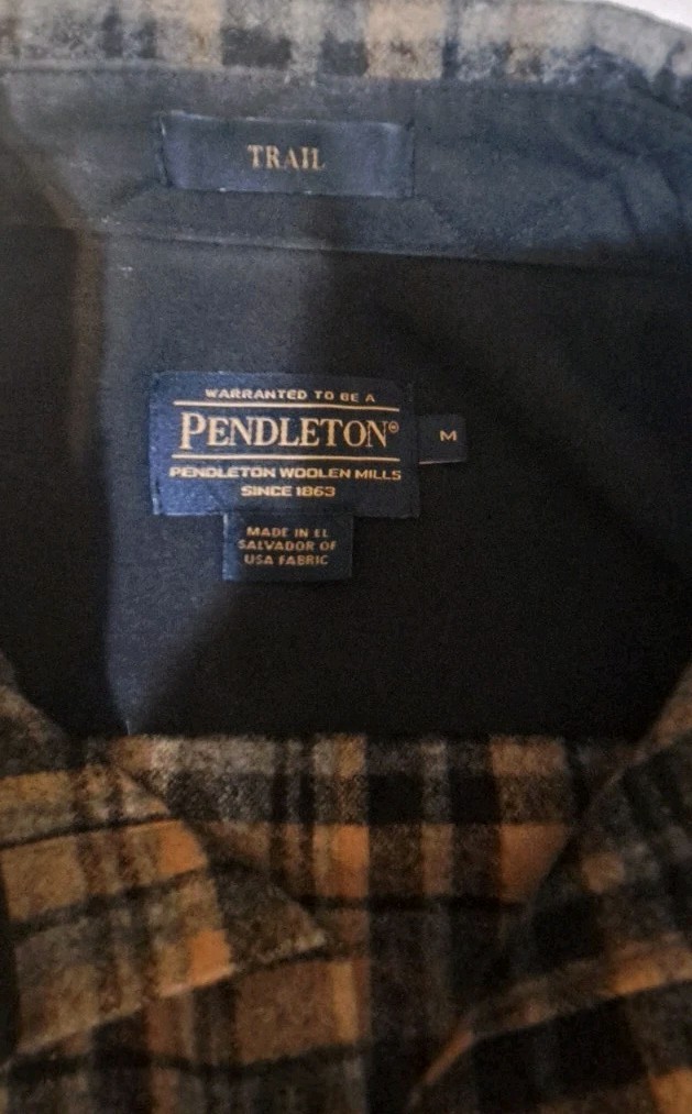 Pendleton Plaid Wool Shirt TRAIL Elbow Patches Medium