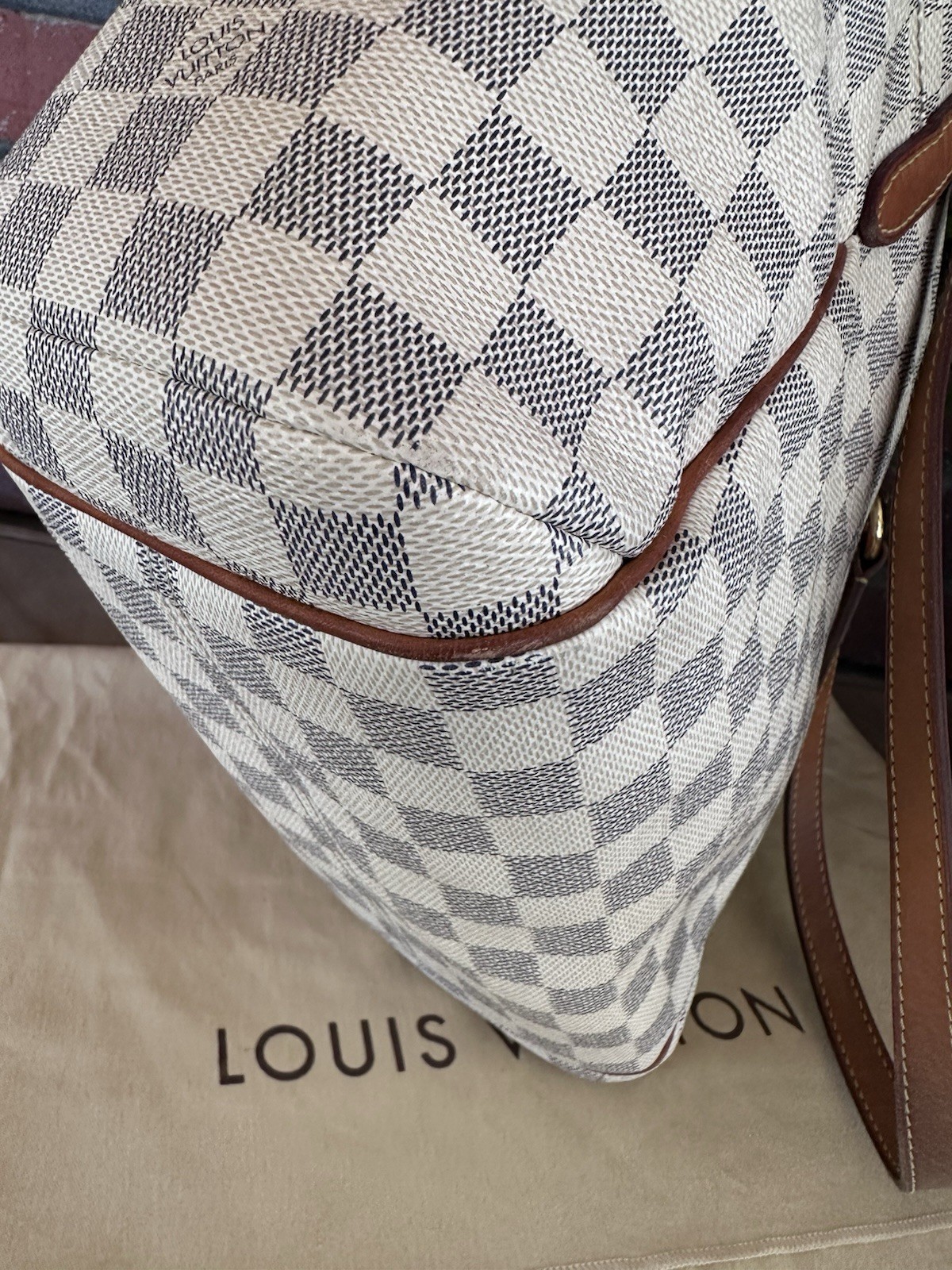 Louis Vuitton Totally PM Damier Azur Zip Shoulder Bag Outer Pockets Dust Bag