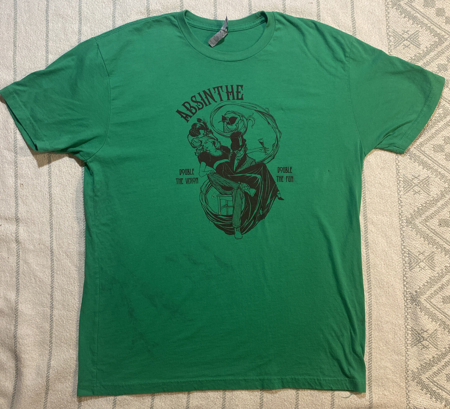 Dirty Coast Absinthe Double Vision Double Fun NOLA T Shirt L Tee New Orleans