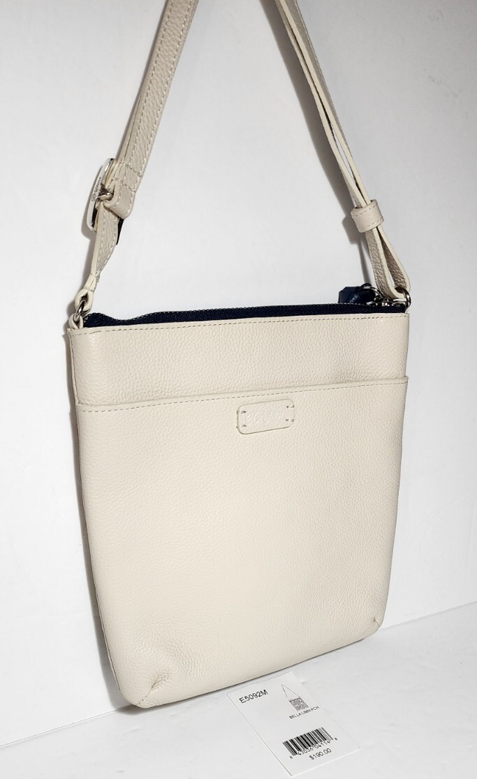 BRIGHTON BELLA LIMONE WHITE LEATHER 108,000 EMBROIDERED STITCHES CORSSBODY POUCH