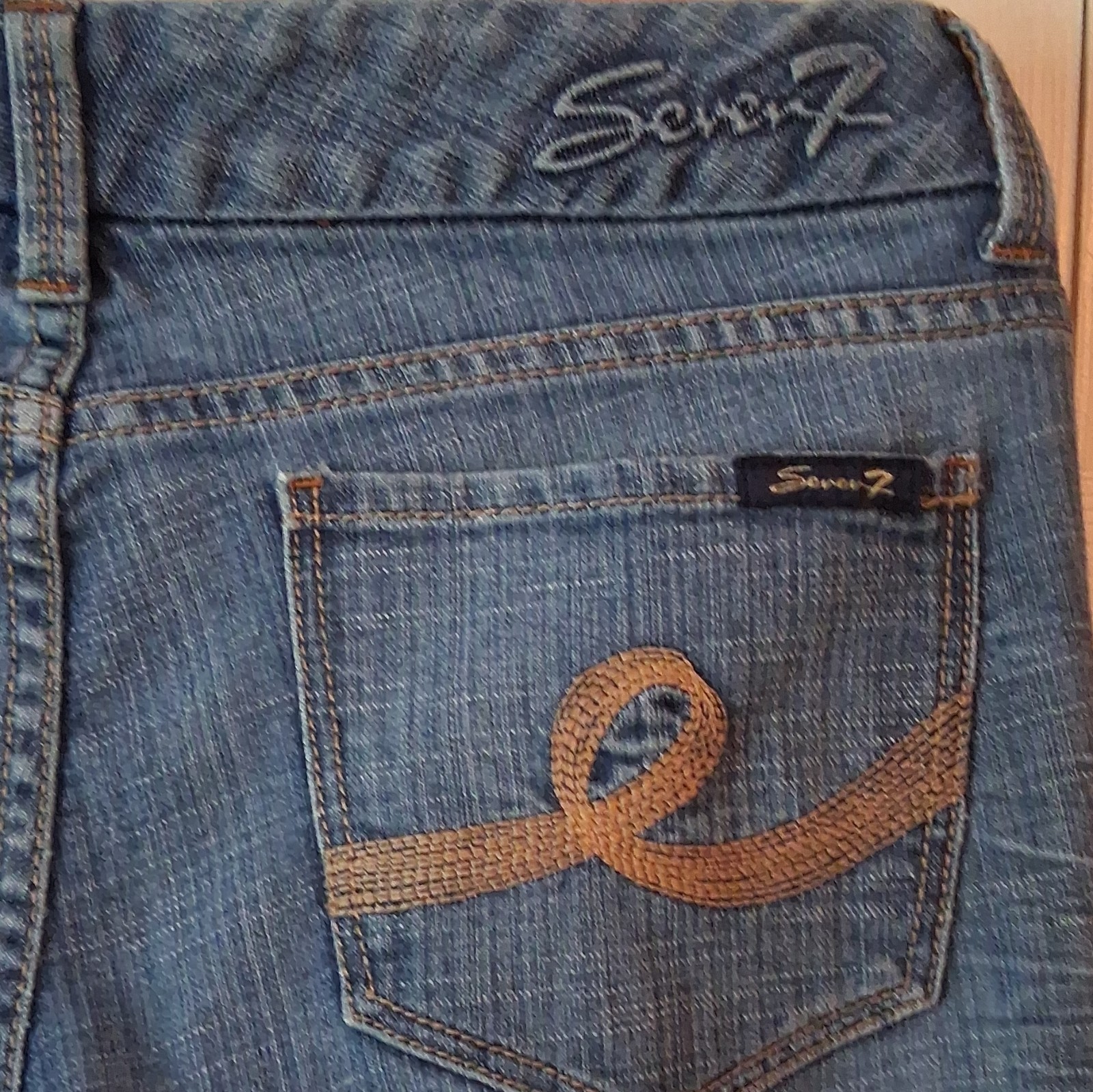 Seven7 Women’s Bootcut Blue Medium Wash Denim Jeans Cotton 5-Pocket Embroidered