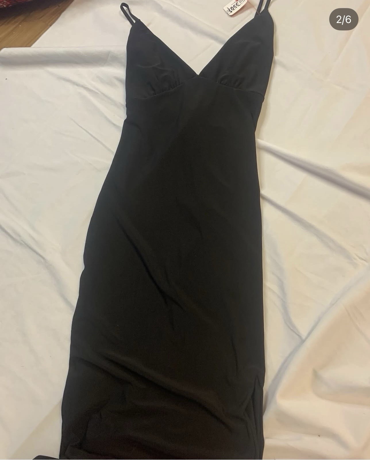 Day&Night Black Maxi Dress S V-Neck Sleeveless Strappy Side Slit Solid