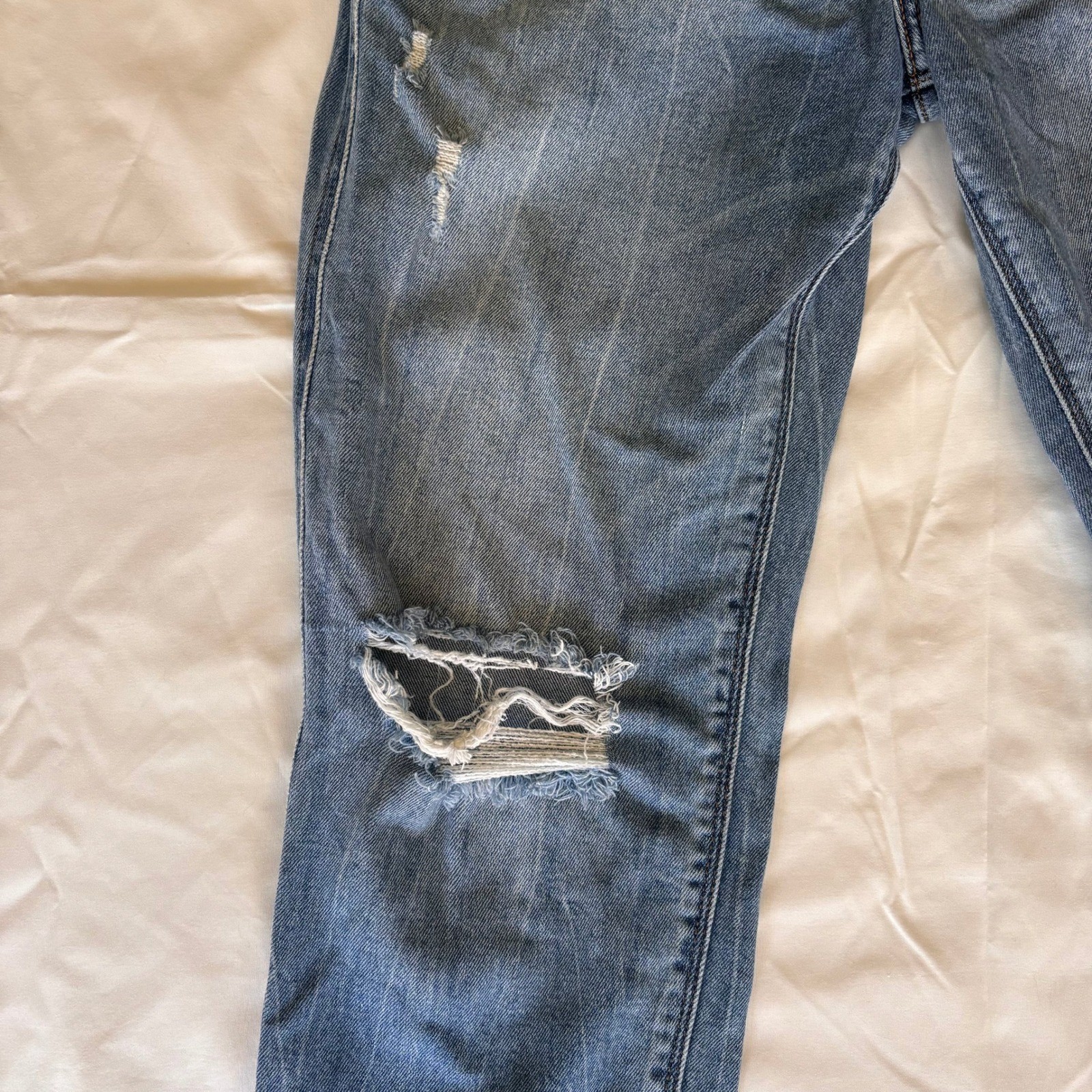 PinkBlush Maternity Distressed Boyfriend Jeans Blue Size 28 Full Belly Band