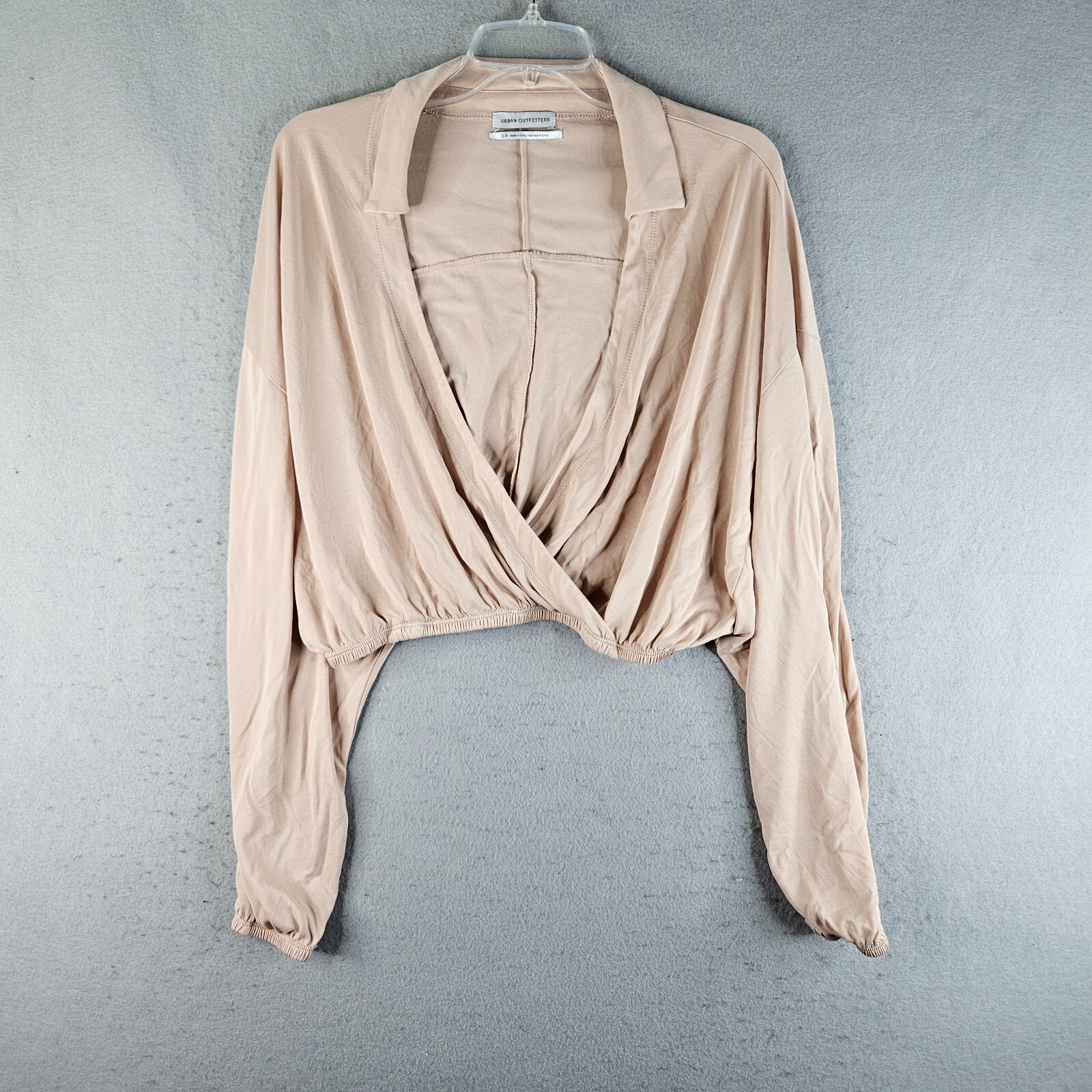 Urban Outfitters Crop Top Womens Small Biege Pale Nude Crossover Wrap Drape