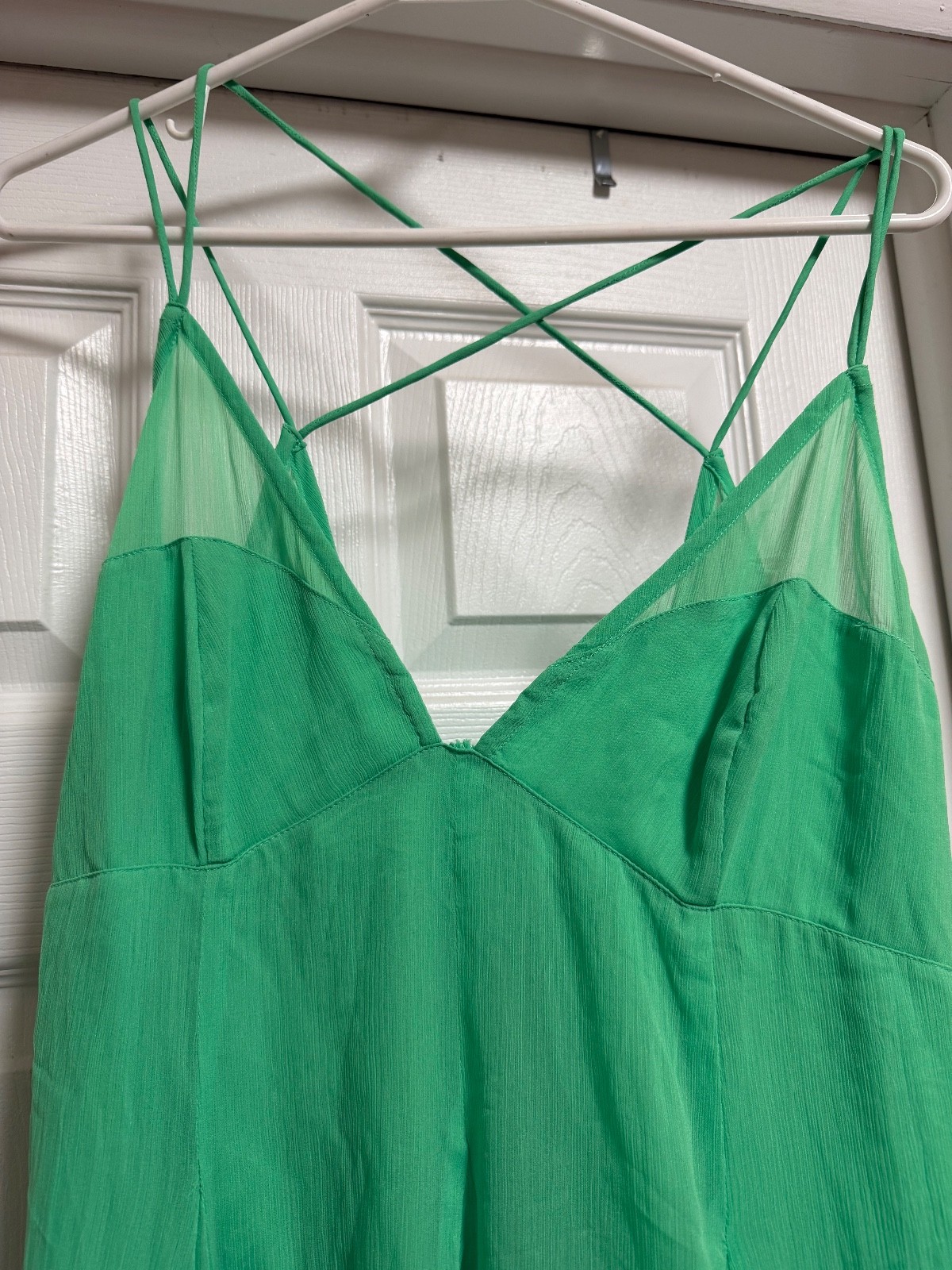 ASOS DESIGN cami strappy midi skater dress with godet bright green Size 12 NWT