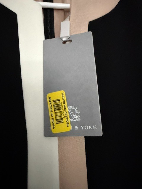 Preston York Fallon Color Block Split V-Neck Sleeveless Pocket Shift Dress New 8