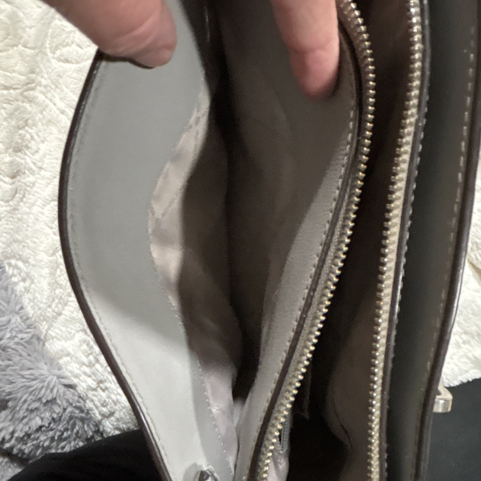 Michael Kors Gray Solid Satchel Top Handle Zip Detachable Strap Inner Pockets