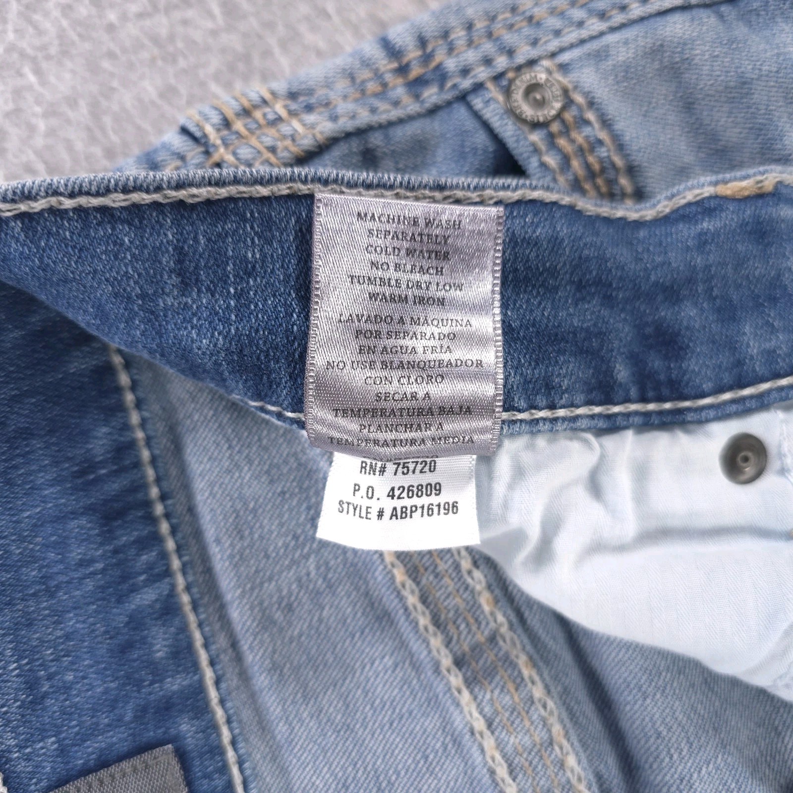 BKE Buckle Jake Straight Mid Whiskared Stretch Denim Casual Jeans Mens 31×32