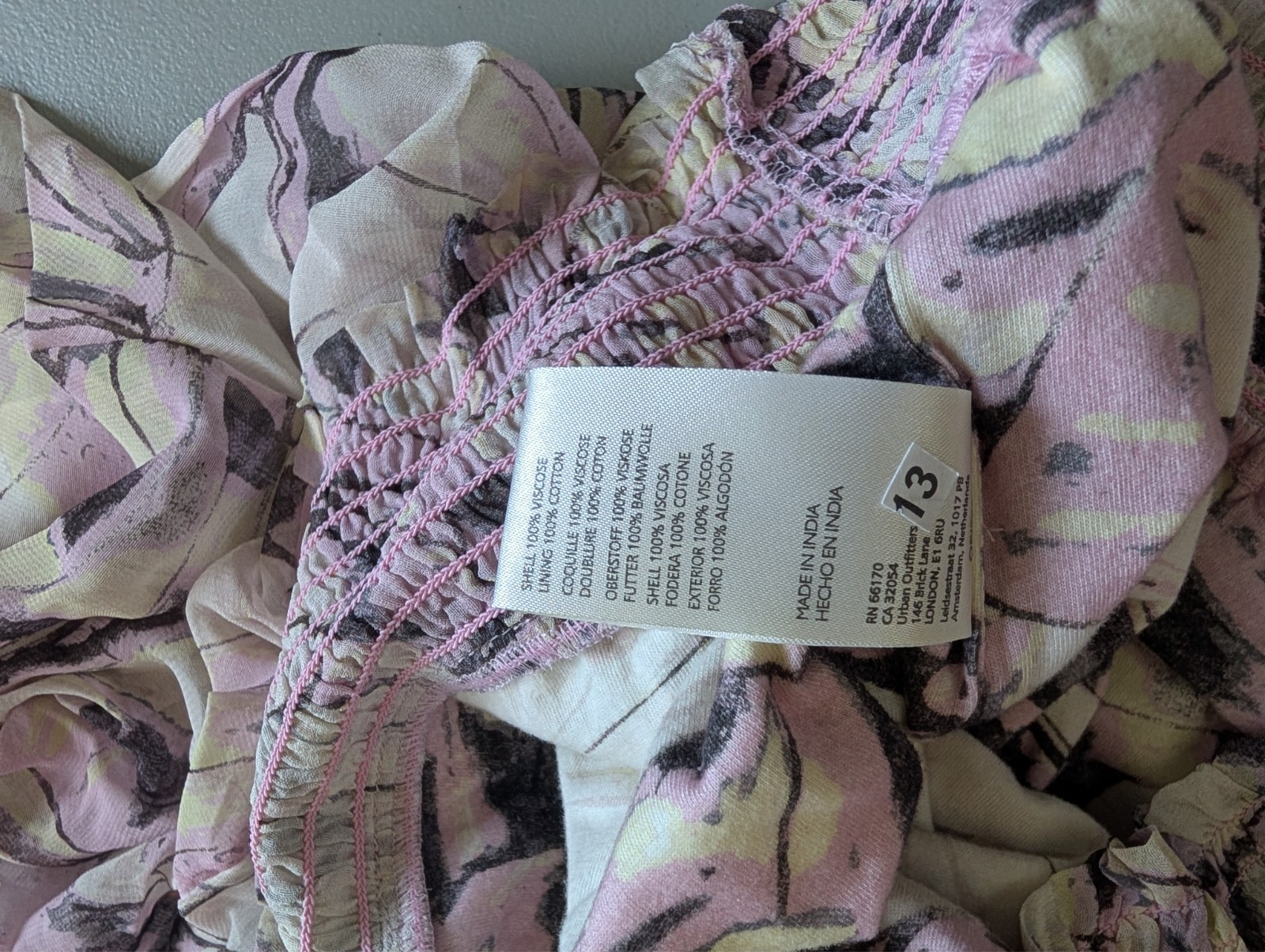 NWT By Anthropologie Sheer Peasant Blouse Top size XL Purple Motif #C3404