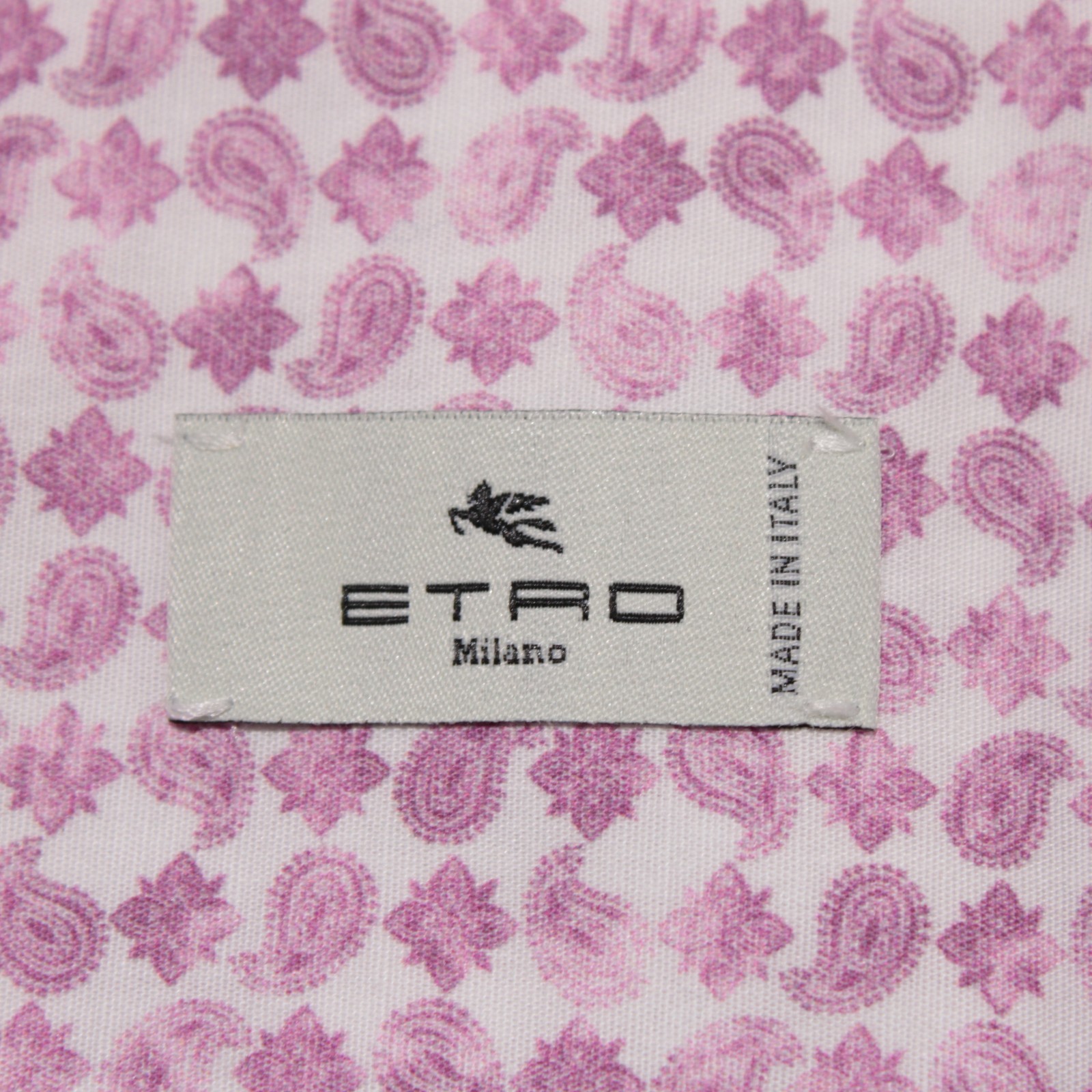 Etro NWT Dress Shirt Size 39 (M US) in Pink & White Paisley Print Cotton Blend